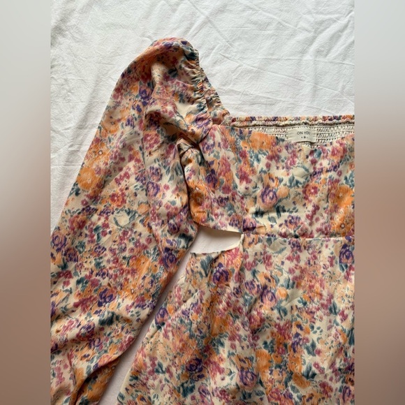 On You Pink Floral Cut Out Long Sleeve Dress Medium - Picture 4 of 8